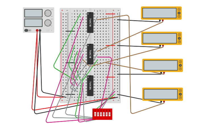 Circuit design Lab 8: Active Low Decoder - Tinkercad