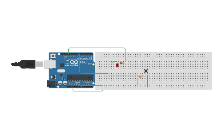 Circuit design led with button - Tinkercad