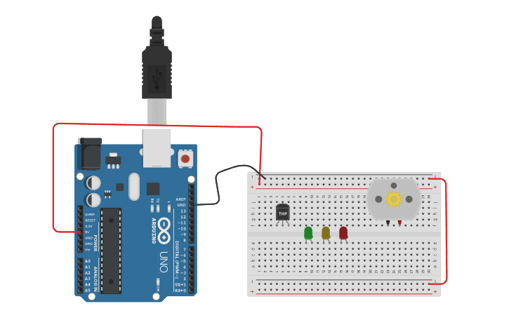 Circuit design Temperature control - Tinkercad