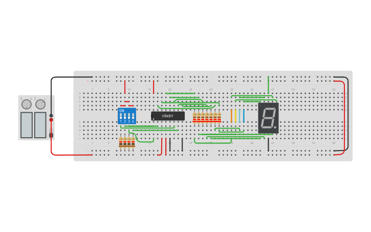 Circuit design 7 segment display count 0-9 - Tinkercad