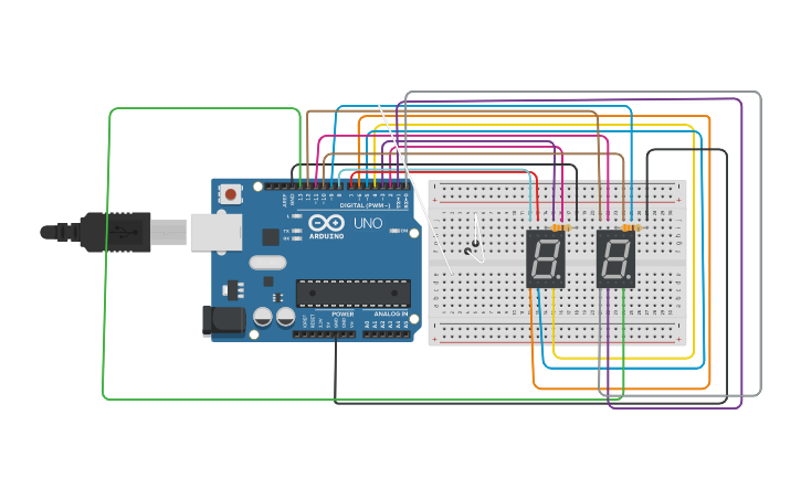 Circuit design 7 Segment display - Tinkercad