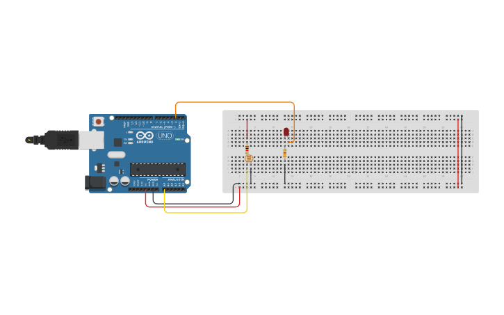 Circuit design fotoresistenza pull down - Tinkercad