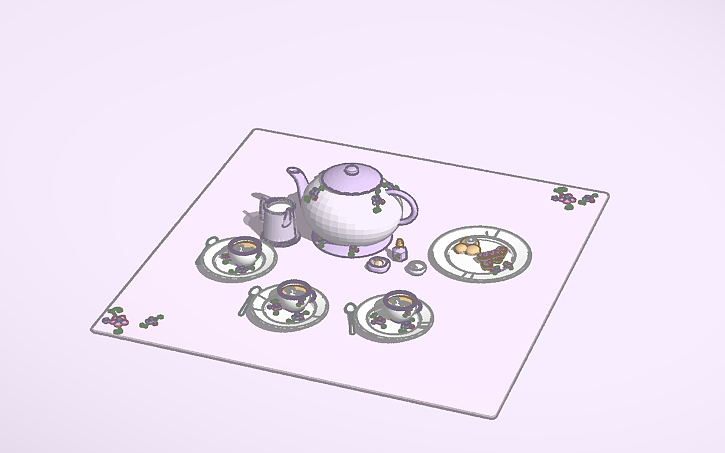 3D design tea set - Tinkercad