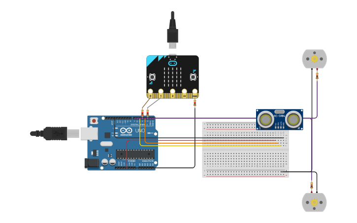 Circuit design arduino x microbit sensor car - Tinkercad