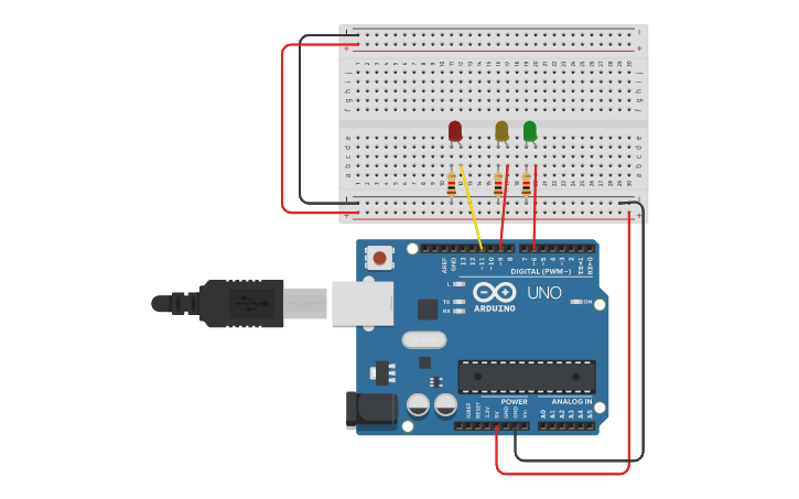 Circuit design Flashing Lights - Tinkercad