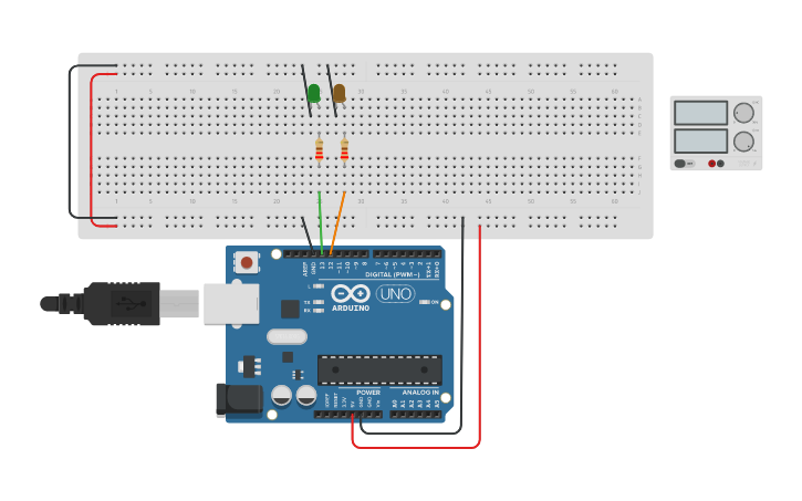 Circuit design P10 2 LED ARDUINO - Tinkercad