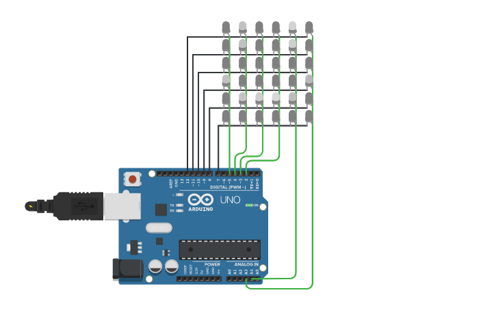 Circuit design LED Matrix - Tinkercad