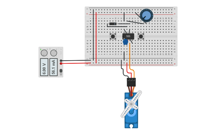Circuit design Servo motor - NE 555 - Tinkercad