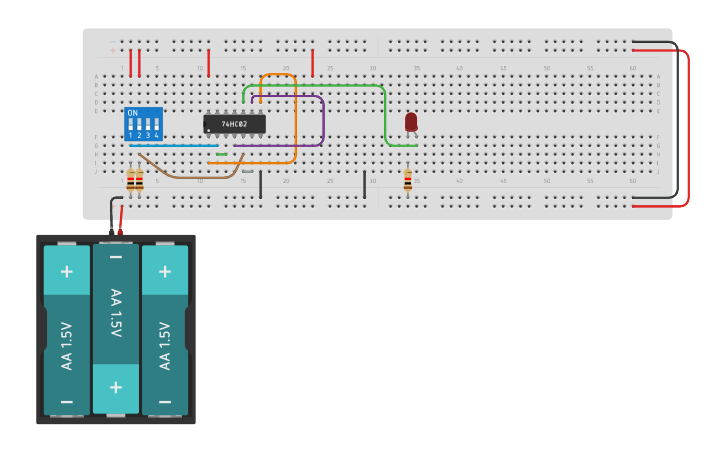 Circuit design AND CON NOR - Tinkercad