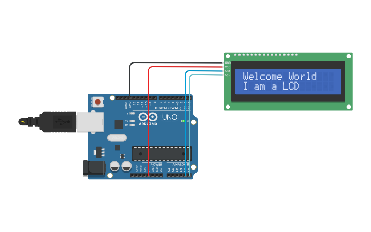 Circuit design LCD I2C with Arduino - Tinkercad