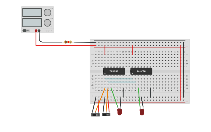 Circuit design Half Adder - Tinkercad