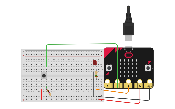 Circuit design Pull down Resistor Microbit - Tinkercad