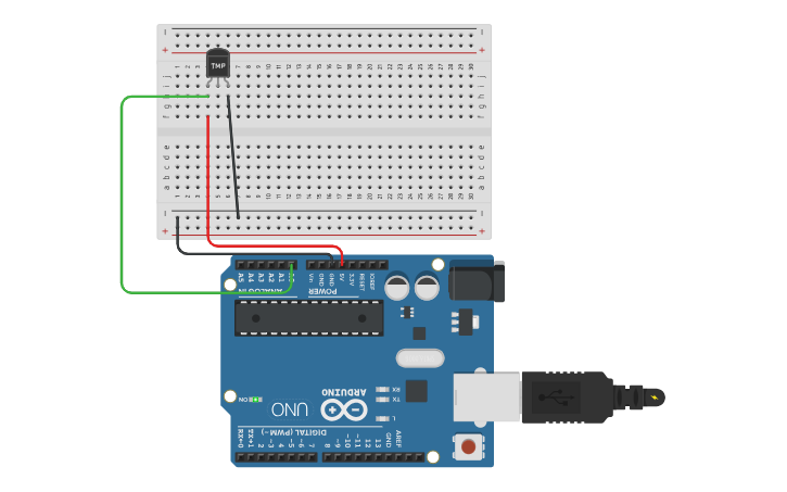 Circuit design LM35 - Tinkercad