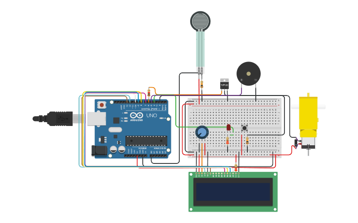 Circuit design Sensor de Fuerza FSR + Motor + Advertencia de ...