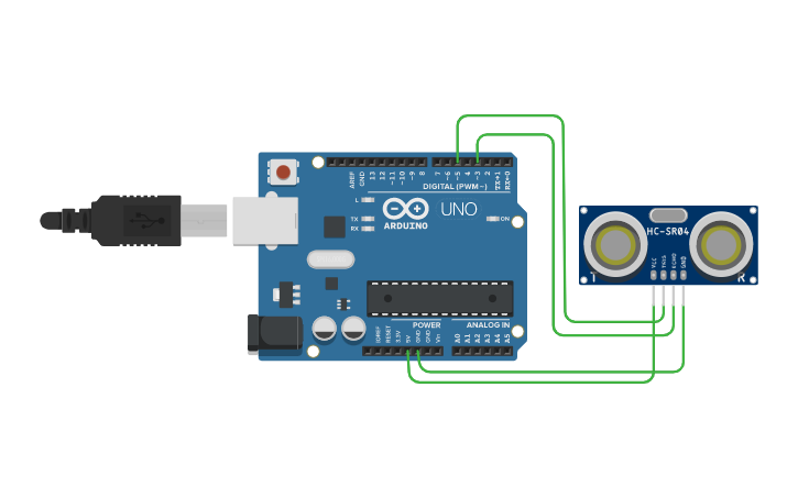 Circuit design HC-SR04 Ultrasonic Sensor - Tinkercad