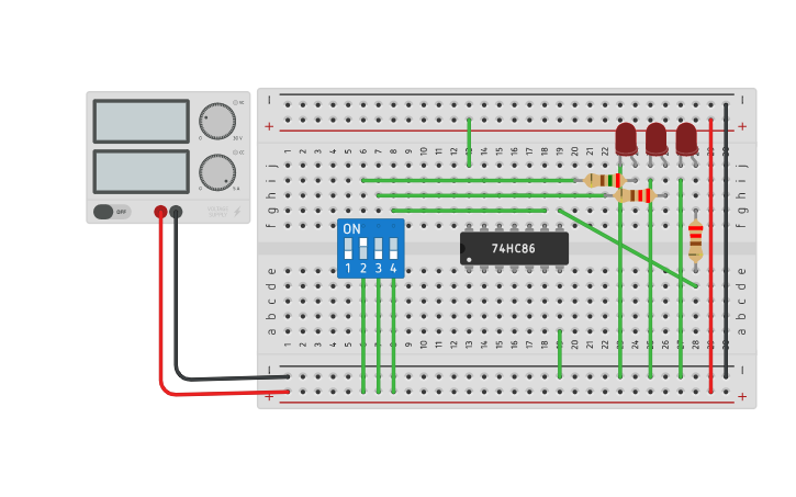 Circuit design Binary to Gray Code Converter - Tinkercad