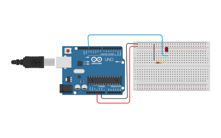Circuit design Project 1 LED circuit - Tinkercad
