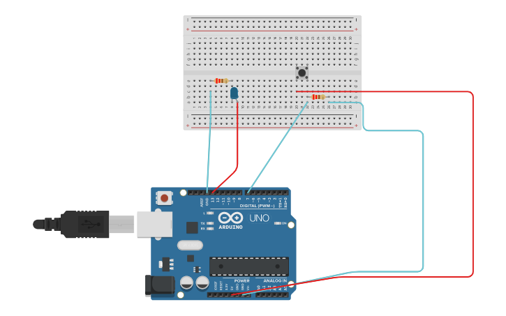 Circuit design Encendido y apagado con el mismo boton - Tinkercad
