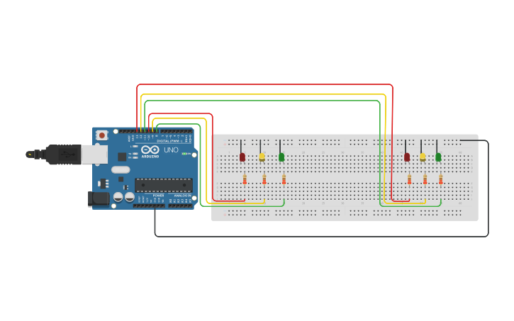 Circuit design Traffic Lights on Arduino - Tinkercad