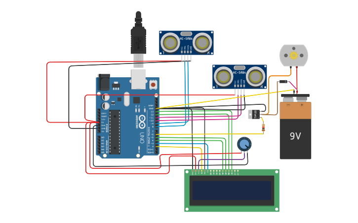 Circuit design Smart Dual-Tank Water Level Controller - Tinkercad