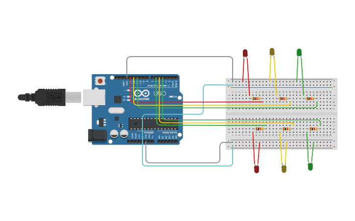 Circuit design 2-way TRAFFIC LIGHT - Tinkercad