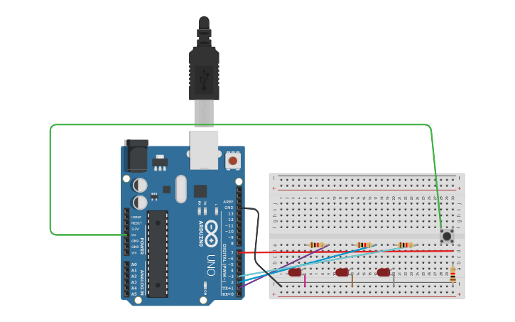 Circuit design Push Button - Tinkercad