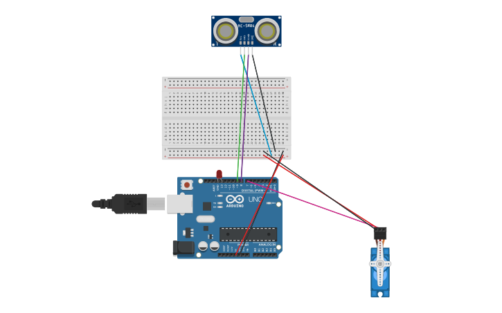Circuit design Arduino Trash Bin - Tinkercad