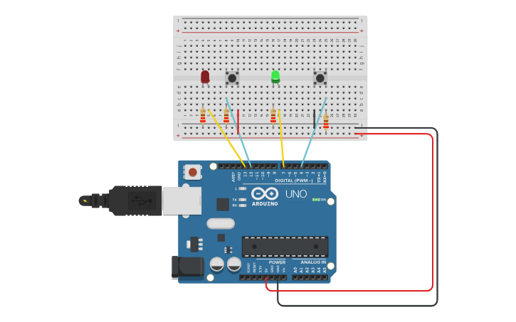 Circuit design Pull up Pull down - Tinkercad