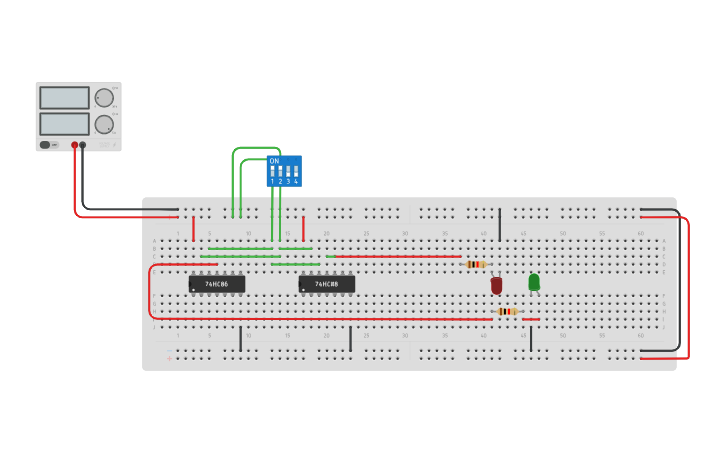 Circuit design a half adder circuit using XOR and AND gate - Tinkercad