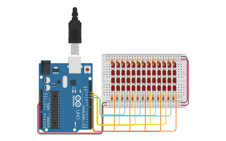 Circuit design LED animation circuit - Tinkercad