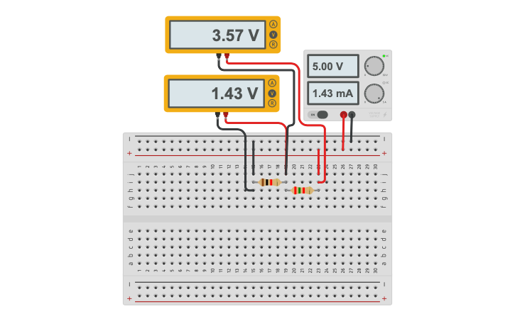 Circuit design Resistors in Series - Tinkercad