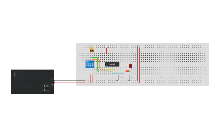 Circuit design OR using NOR Gate - Tinkercad