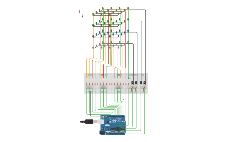 Circuit design Cubo de led 4x4x4 - Tinkercad