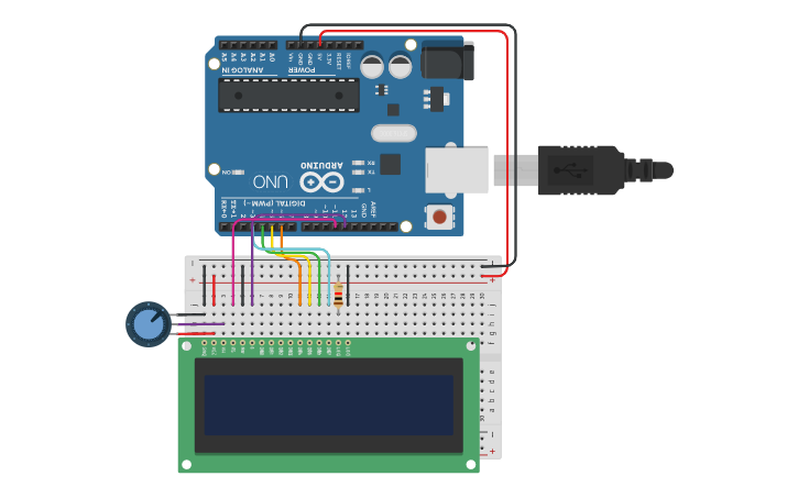 Circuit design LCD - Tinkercad