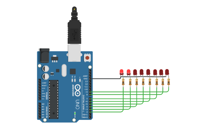 Circuit design LED Chaser using Arduino - Tinkercad