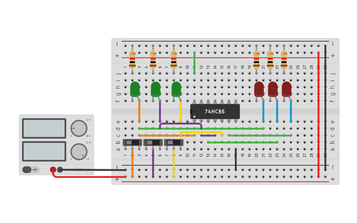 Circuit design 3 Bit Binary to Gray Code Converter - Tinkercad