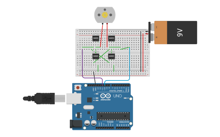 Circuit design Motor driver - Tinkercad