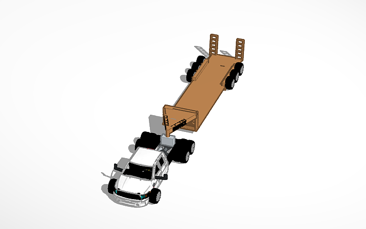 3D design 2011 Dodge Ram 5500 w/ 3 axle gooseneck trailer - Tinkercad