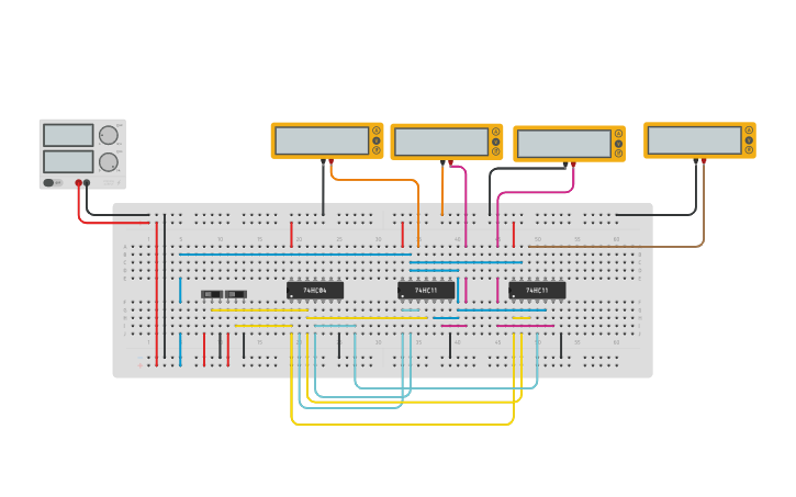 Circuit design 2 to 4 decoder Circuit - Tinkercad