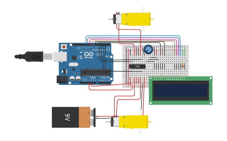 Lcd Inversion Circuit design Inversion giro motor VCD L293D LCD TK - Tinkercad