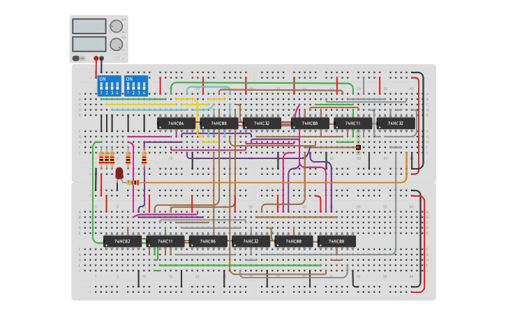 Circuit design 8 bit alu - Tinkercad