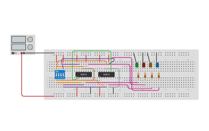 Circuit design RING COUNTER - Tinkercad