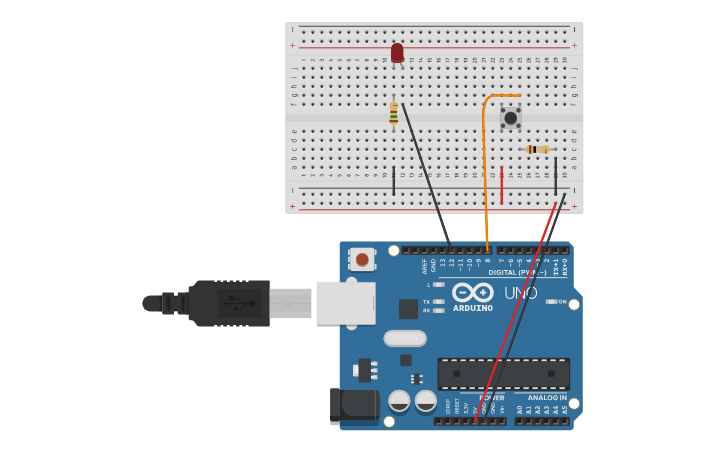 Circuit design Push Button - Tinkercad