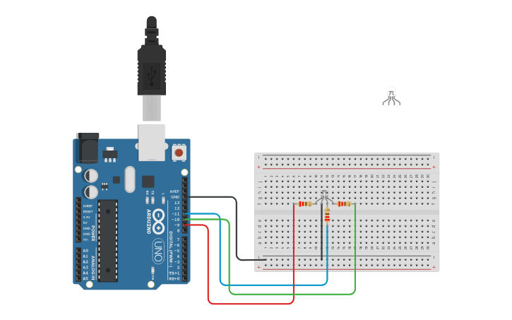 Circuit design Interface RGB LED with Arduino - Tinkercad