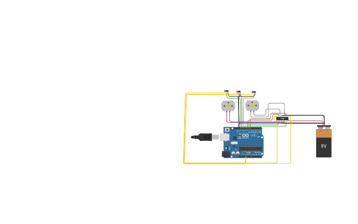 Circuit design LINE FOLLOWER BOT - Tinkercad