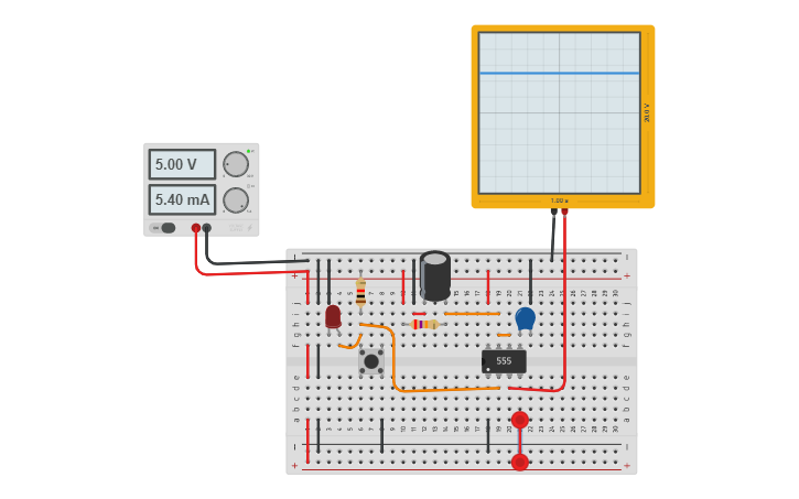 Monostable Circuit Using 555 Using Rcad Software Circuit design Monoestable 555 - Tinkercad