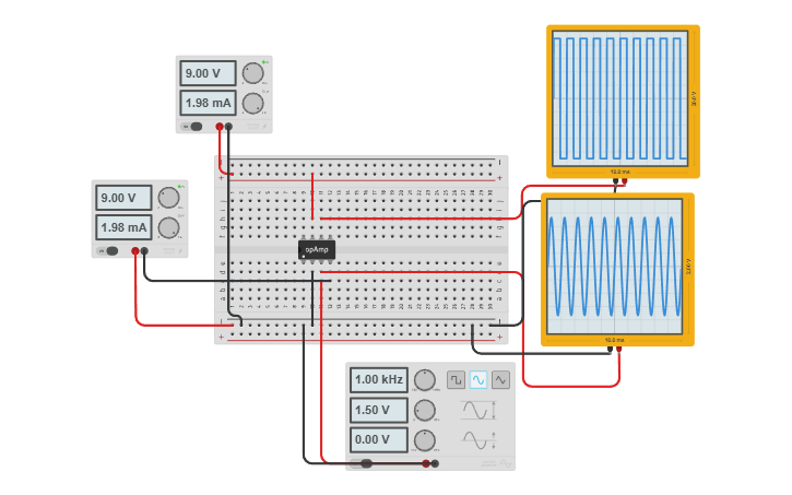 Circuit design Comparador con Opamp - Tinkercad