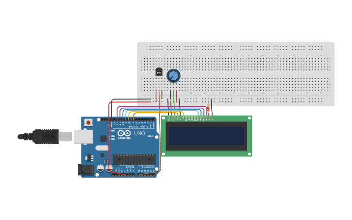 Circuit design Medidor Temperatura LM35 y LCD - Tinkercad