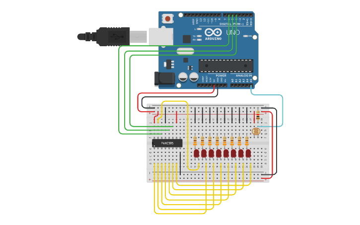 Circuit design Arduino Light-Level Indicator - Tinkercad