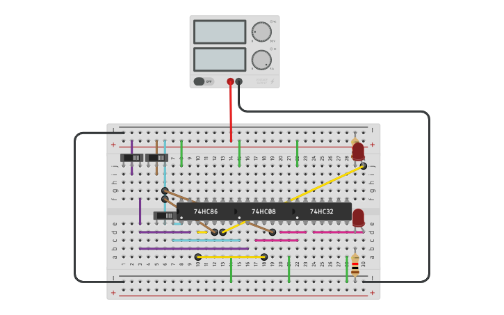 Circuit design Full Adder using basic gates - Tinkercad